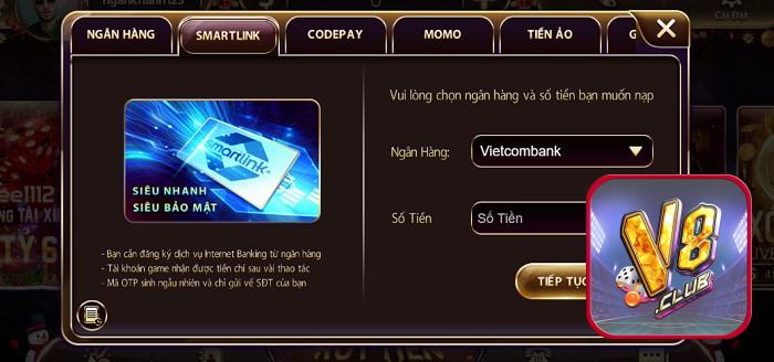 Hướng dẫn thao tác nạp tiền V8 Club chi tiết 1 Nạp tiền qua ứng dụng Smartlink